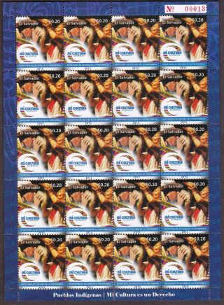 El Salvador 2015 Mnh Native Culture,  Folklore,  2 Full Sheets,  20 Stamps Each