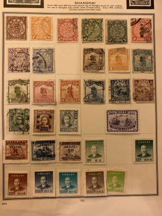 Old Album Page Of Stamps From China (n Wh Alb)