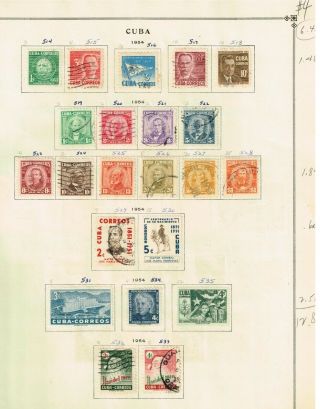Us Stamp Possessions Couba 1954 - 55 Stamps On Album Page 2 Pages