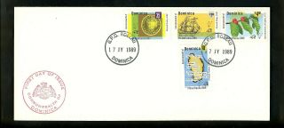 Postal History Dominica Fdc 1171 - 1174 Philexfrance Stamp Show Coin Map 1989