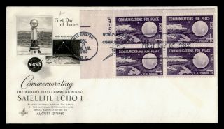 Dr Who 1960 Fdc Space Satellite Echo I Art Craft Cachet Plate Block E66004
