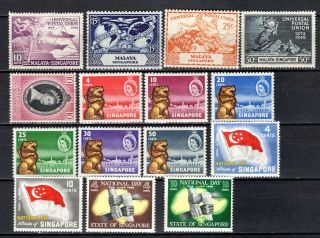 Singapore Malaya Straits Settlements 1949 - 1961 Qeii Complete Sets Of Mnh Stamps