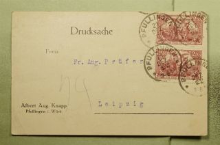 Dr Who 1922 Germany Pfullingen Postcard Pair To Leipzig E45029