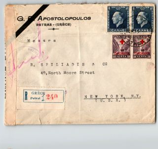 Greece 1937 Censor Cover To Usa / Light Creasing - Z13594