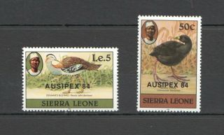 O192 1984 Sierra Leone Fauna Birds Overprint 764 - 65 Michel 14 Euro 1set Mnh