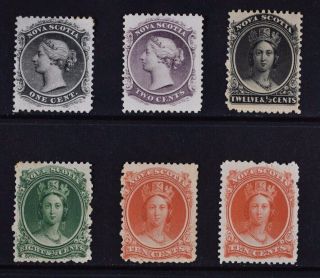Nova Scotia,  Six (6) Victorian Stamps For Identification,  Mm,  Minimum Cat £63.