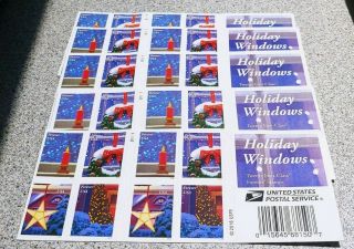 100 Usps Forever Stamps Holiday Windows (5 Sheets Of 20 Stamps) Christmas Stamps