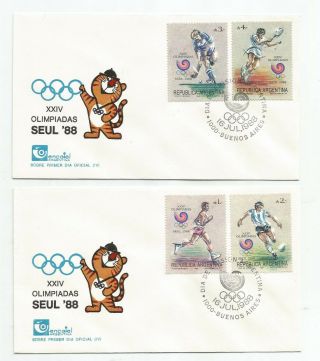 Argentina 1988 Olympic Games Seoul First Day Covers