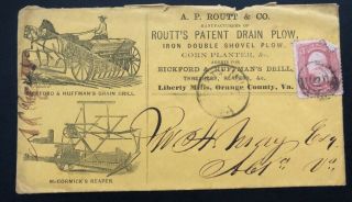 1900s Liberty Mills Va Usa Advertising Cover To Alexandria Ap Routt Drain Plow
