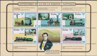 6cuba Sc 4266a Trains Special Edition Sheetlet Of 5 Stamps,  1 Label Mnh