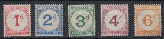 Nyasaland 1950 Postage Due Set Mnh Sg D1 - D5,  (4d Tone Spot)