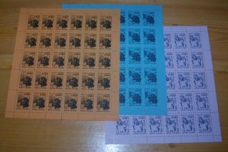 Weeda Canada B22 - B24 Vf Mnh Set Of 3 Sheets Of 30,  1989 Bcpc Local Labels