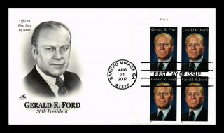Dr Jim Stamps Us Gerald Ford 38th President Fdc Cover Plate Block Art Craft