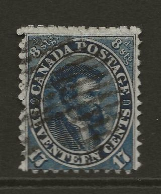 1859 Colony Of Canada Sg42 17c Deep Blue Cartier Good To Fine Cat £95