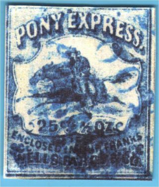 Us Sc 143l8 Wells,  Fargo & Co.  25c Pony Express Blue (1860s),