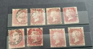 Gb Qv Le - Eight (8) Vfu Cds And Other Fine Postmarks On 1d Red Off Paper