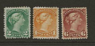 Canada - Qv Useful Group Of 3 With Gum Qv Small Head Queen Stamps