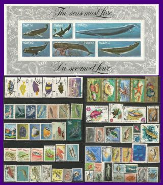 Whales Souvenir Sheet Fish Topical Selection Of Stamps,  Mnh Vfu & Part Sets 0108