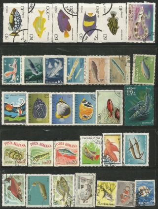 WHALES SOUVENIR SHEET FISH TOPICAL SELECTION OF STAMPS,  MNH VFU & PART SETS 0108 2