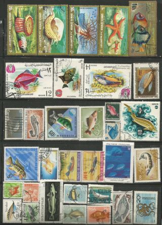 WHALES SOUVENIR SHEET FISH TOPICAL SELECTION OF STAMPS,  MNH VFU & PART SETS 0108 3