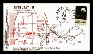 Dr Jim Stamps Us Intelsat Iii Placed In Wrong Orbit Space Event Cover 1970