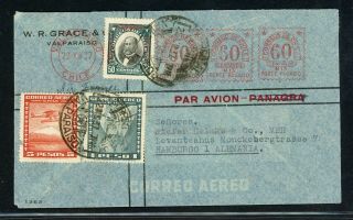 Chile Postal History: Lot 10 1937 Uprated Meter Air Valparaiso - Hamburg $$$