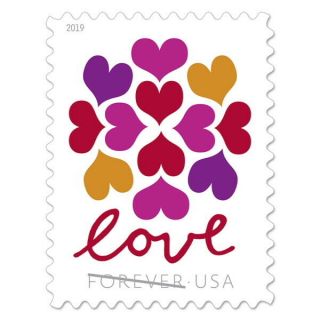 Usps Hearts Blossom Five X 20 = 100 Us Ps 2019 Forever Postage Stamps.