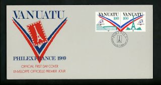 Postal History Vanuatu Fdc 505 Philexfrance Eiffel Tower Paris 1989