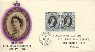 1953 Seychelles Coronation Omnibus Stamp On Pts Fdc