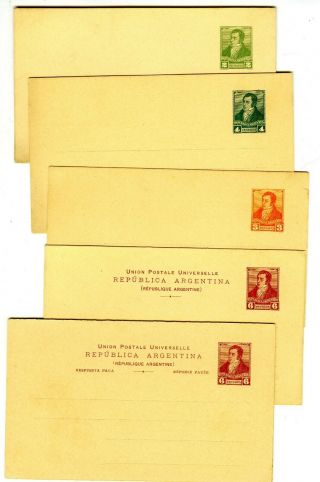 1892 Argentina Psc Tarjetas Rivadavia Set V & R T12 - 16 Postal Stationery