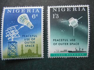 Nigeria 1963 Peaceful Use Of Outer Space Sg 131 - 132 Mnh; Mercury Capsule