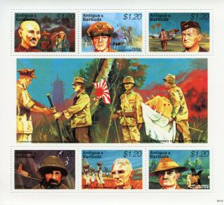Antigua & Barbuda 1995 Mnh Wwii Ww2 Vj Day Peace Pacific 6v M/s Macarthur Stamps
