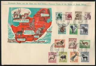 South Africa 1954 Animals Fdc Bearing Cto Kruger National Park Cancels