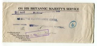 Uk Gb - Ohms Wwii - Consul General - Cover To Tientsin China Via Hong Kong?