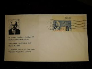 Vintage First Day Of Issue Stamp And Envelope National Goddard Day 1965