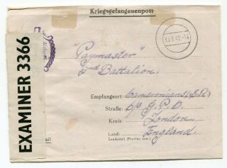 Germany 1942 Stalag / British Soldier Pow Camp Censor Postcard To Scotland 21