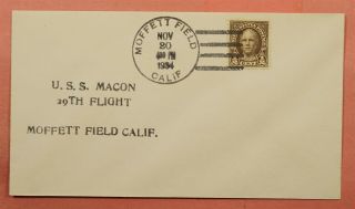 1934 Naval Uss Macon Airship 29th Flight Moffett Field Ca 126849