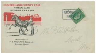 Harness Racing At Cumberland County Fair Cover Gorham Maine / Me - Boxed Cancel