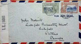 Trinidad 1943 Airmail Cover To Canada With Opened By Examiner I.  E.  Censor Label