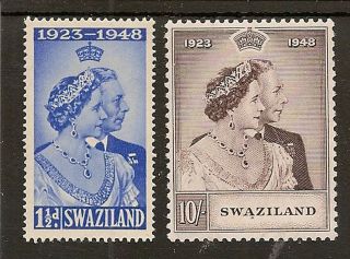 Swaziland 1948 Royal Silver Wedding Sg46/47 Mnh