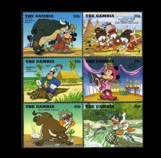 [gambia]1995 Mickey Donald Duck Visits Indian Tribe Disney Cartoon Total 6 Pic