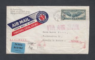 Usa 1941 Wwii Censored Airmail Cover Niagara Falls York To Chemnitz Germany