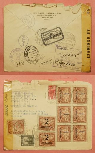 1944 Colombia Bogota Airmail To Usa Officially Wwii Censored