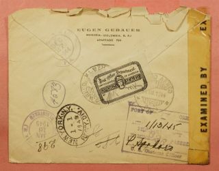 1944 COLOMBIA BOGOTA AIRMAIL TO USA OFFICIALLY WWII CENSORED 3