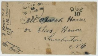 Mr Fancy Cancel Csa Stampless Cover Weldon Nc 1863 Cds Dur Over 10 Csa$150