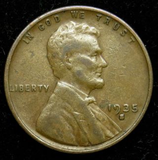 1935 S Lincoln Wheat Cent Penny F Fine (b05)