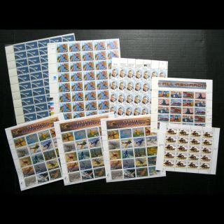 Face $81.  48 In 8 Us Sheets / Panes W/ Classic Railroad Trains & Aircraft