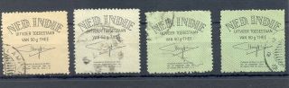 Ned Indie - Dutch Indies Revenue 1939 - 4 X Label Tea Export - F/vf