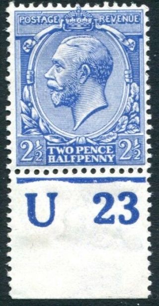 1912 - 24 2½d Blue U23 (p) Control Single Unmounted V80252