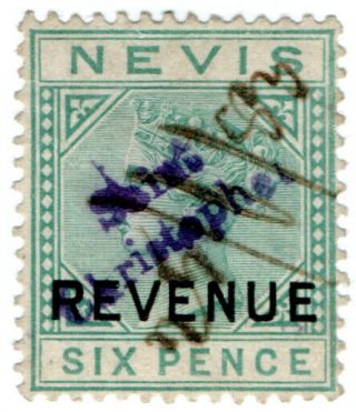 (i.  B) St Christopher (nevis) Revenue : Duty Stamp 6d (1883)